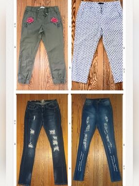 Womens Casual & Denim Pants Lot Of 4 Pair~Women's Size 7, 7/8 & 8 Capri Jeans